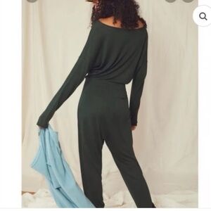 We the Free, free people, Lucca Jumpsuit knit, wide neck, jogger, green pine, M